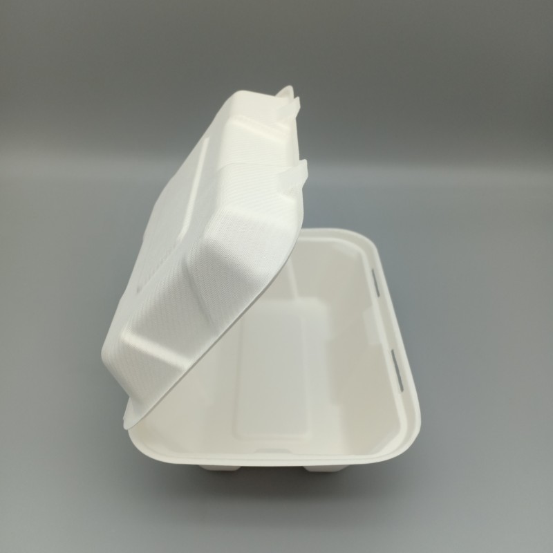 Bagasse 9"x6" disposable food container clamshell