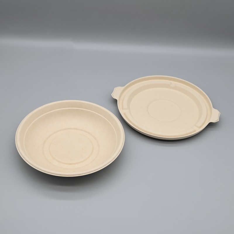 29oz sugarcane salad bowl, compostable for sustainable dining.
