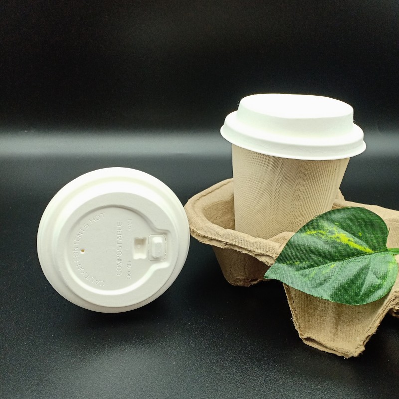 100% Biodegradable 90mm Disposable Sugarcane pulp Coffee Cup Lid