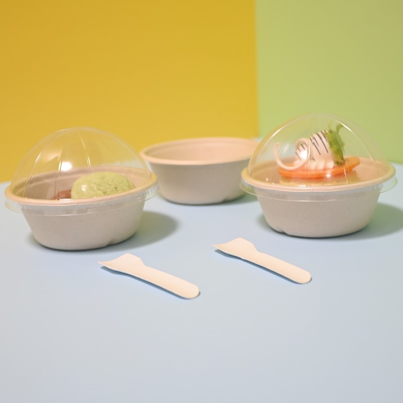 compostable bio sugarcane Bagasse 300ml Sugarcane Ice Cream Bowl
