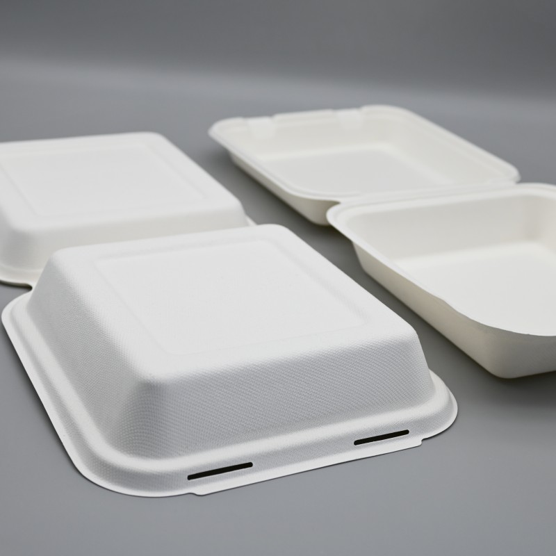 8inch bagasse clamshell (4)