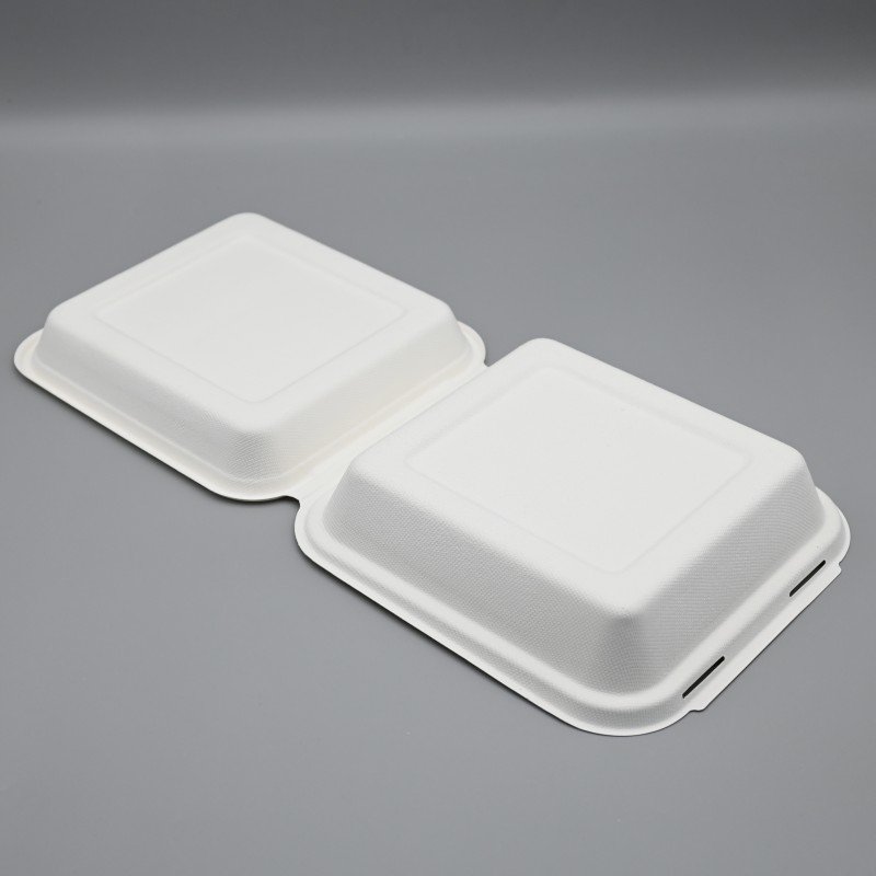 8inch bagasse clamshell (6)
