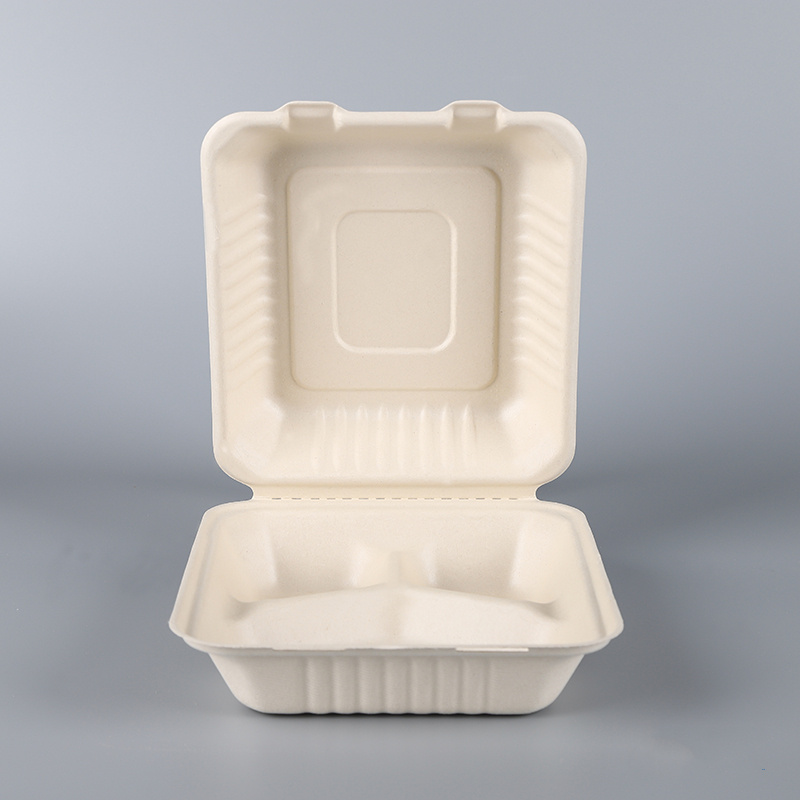 compostable Take Away Bagasse Clamshell