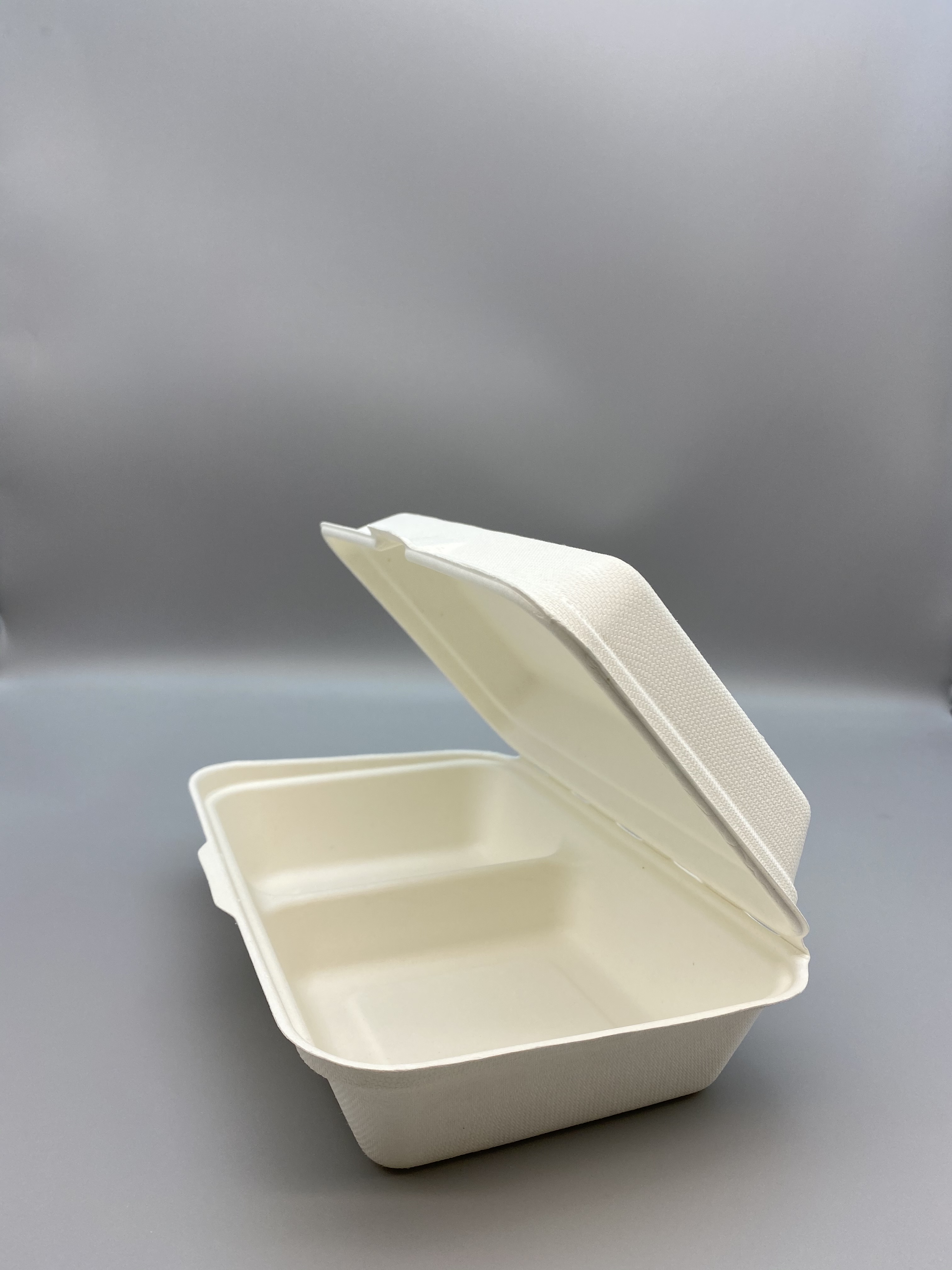 Bagasse 1000ml clamshell with 2 compartments 3