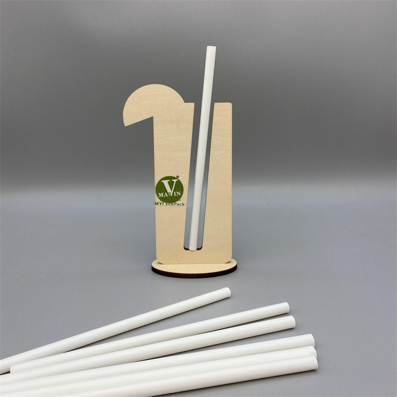 8*200mm White Color Bamboo Fiber Straw