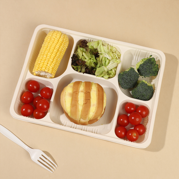 Durable Cornstarch Bento Tray for Daily Coffee Shop Combo Meals