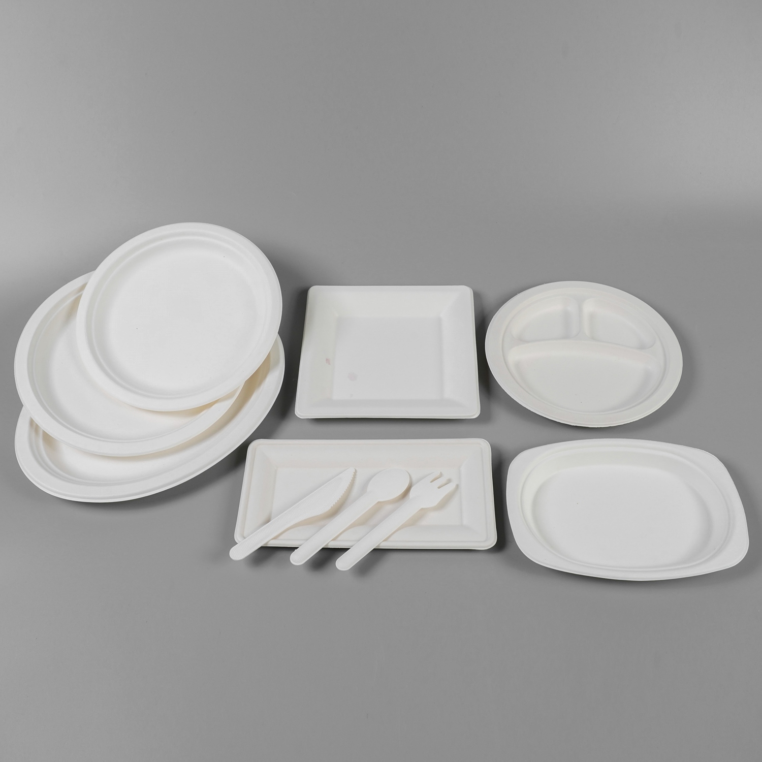 Compostable Sugarcane Pulp Round Plates for Outdoor Banquets