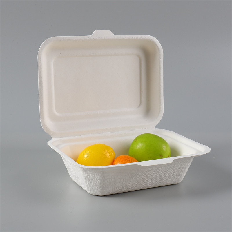 600ml Compostable Bagasse Clamshell Box