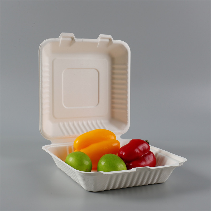 Eco-friendly Biodegradable 8/9 inch Sugarcane Clamshell