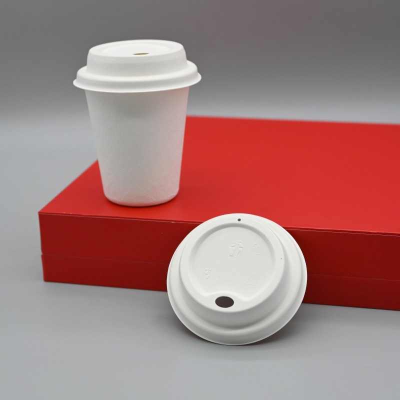 Biodegradable 80mm Sugarcane Coffee Cup Lids