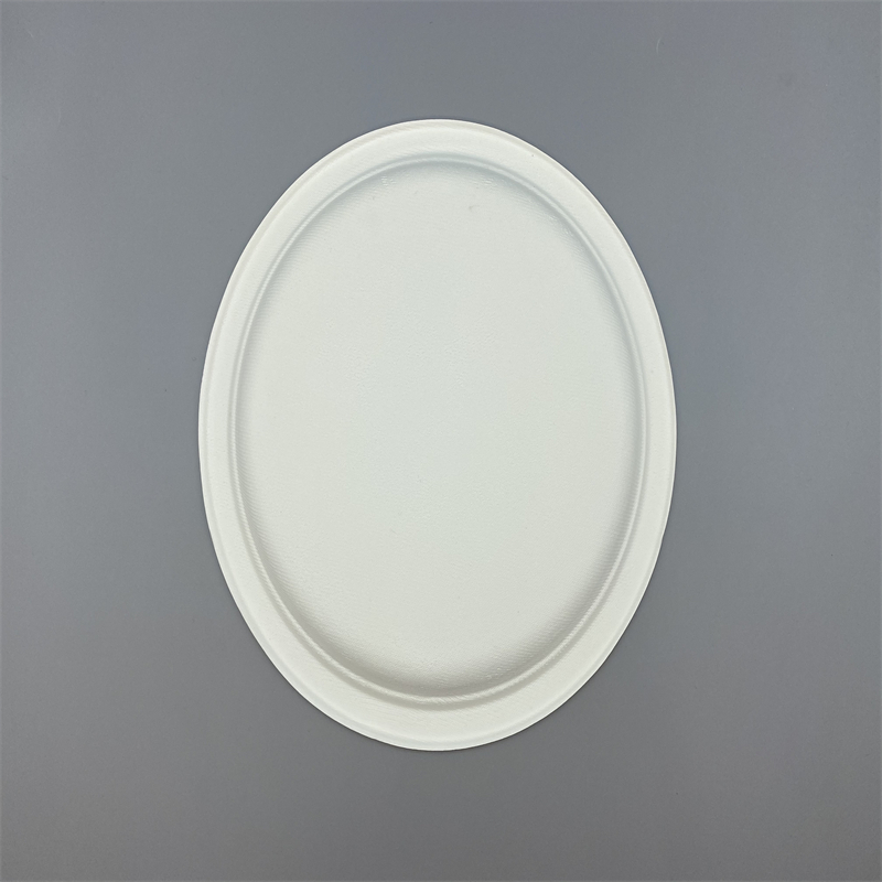 Biodegradable oval plate for hot and cold foods