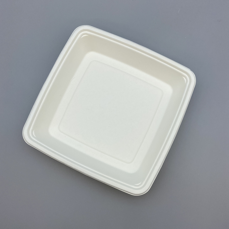 9” x 9” Biodegradable Takeaway Sugarcane/Bagasse Tray with Lid