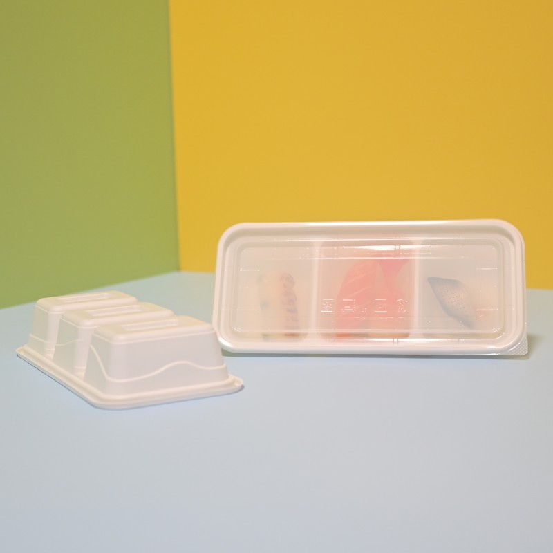 PLA Rectangle 3-C Disposable Biodegradable Food Containers
