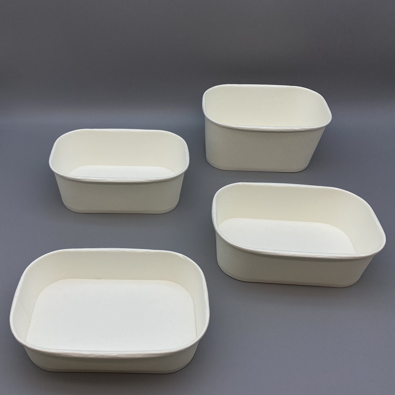 White Cardboard Square Paper Bowls