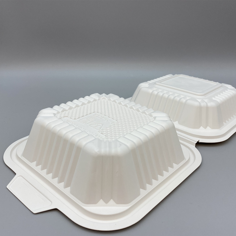 500ml cornstarch burger box, microwave-safe for eco-friendly takeaway packaging.