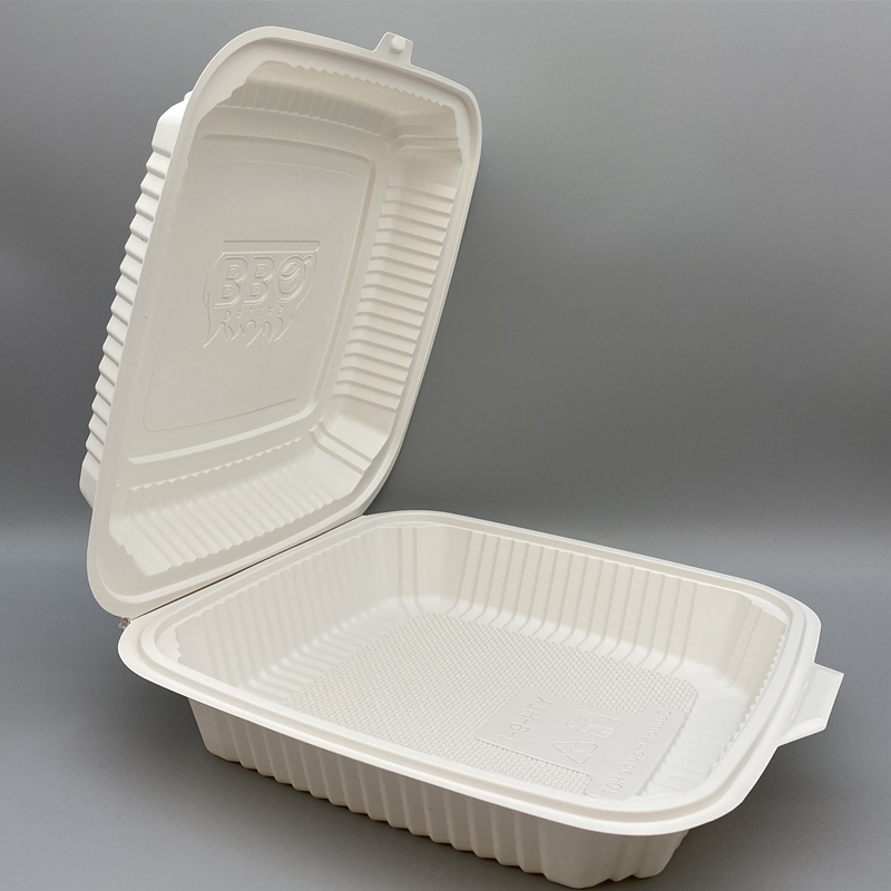 Eco-Friendly Compostable 9 Inch Cornstarch Clamshell Box