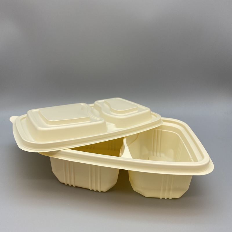 Compostable Cornstarch Takeaway 2 coms Container with lid Eco-Friendly Box