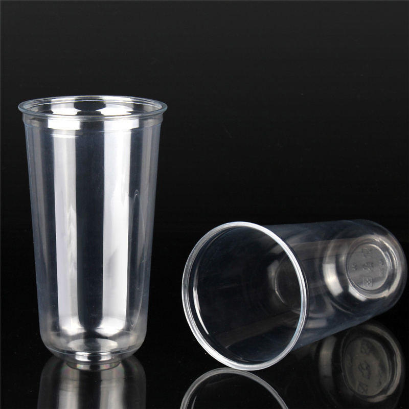 16 oz clear U shaped milk tea Juice cold coffee plastic cups with dome lids