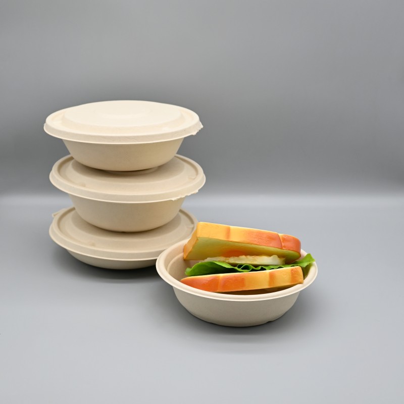 compostable and Biodegradable sugarcane Bagasse 33oz 980ml salad bowl