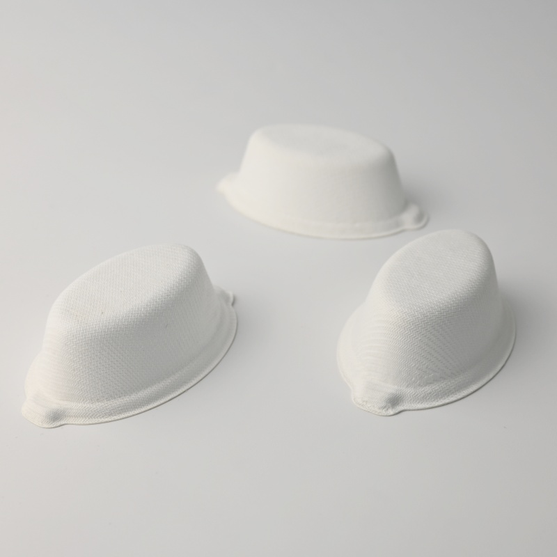 Bagasse boat-shaped dish, eco-friendly for sauces.