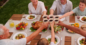 green party with bagasse tableware