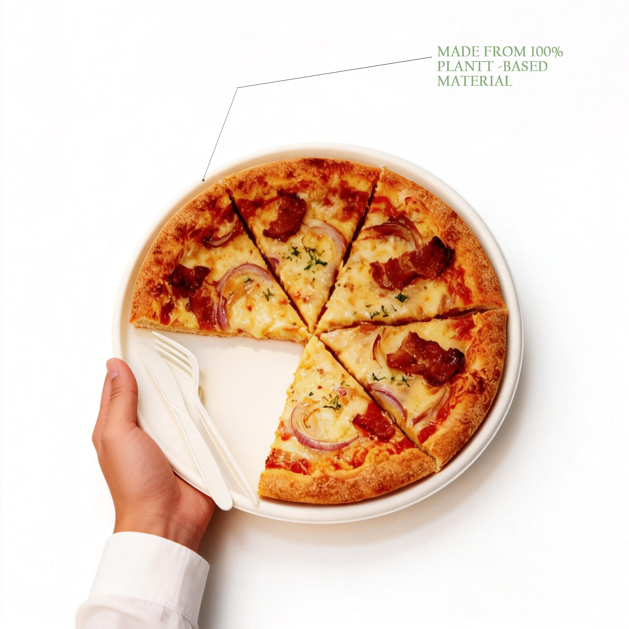 MVI 12 Inch Nature Bagasse Pizza Plates
