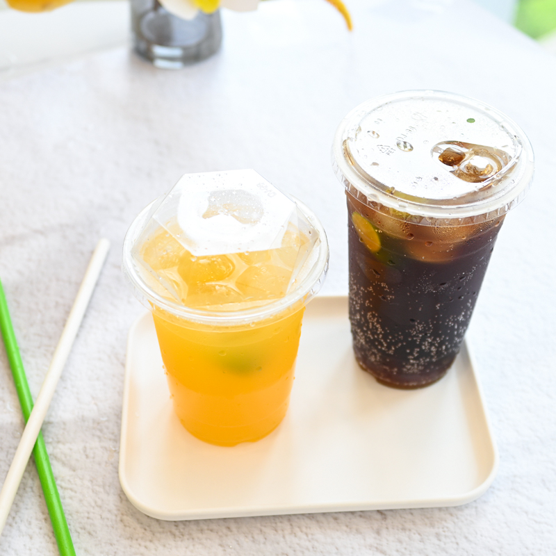 98mm PET Takeaway Beverage Cups with Recyclable Leak-Proof Lid