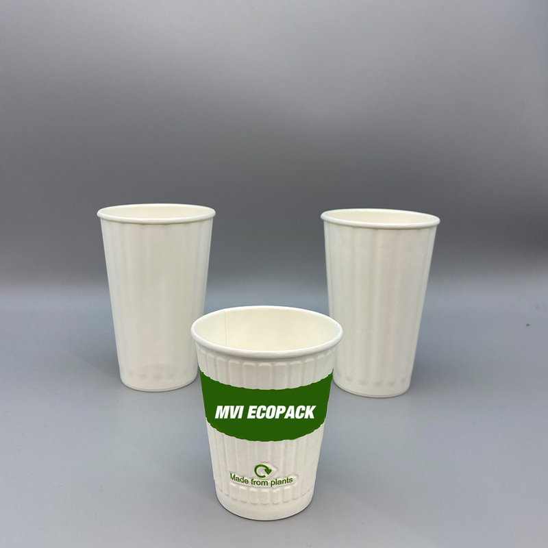 Aqueous Coating Embossed Ripple Coffee Cups