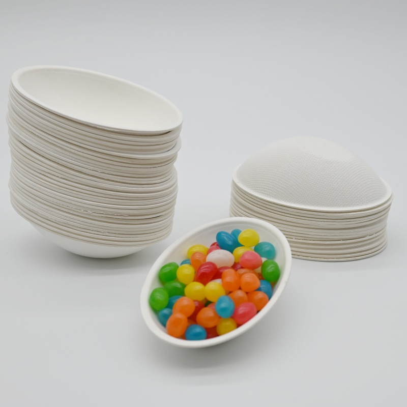 compostable bio sugarcane bagasse Egg shape dessert plate
