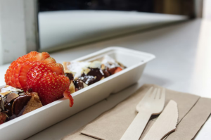 wooden cutlery on event