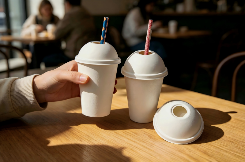 PFAS-Free Bagasse Coffee Lids