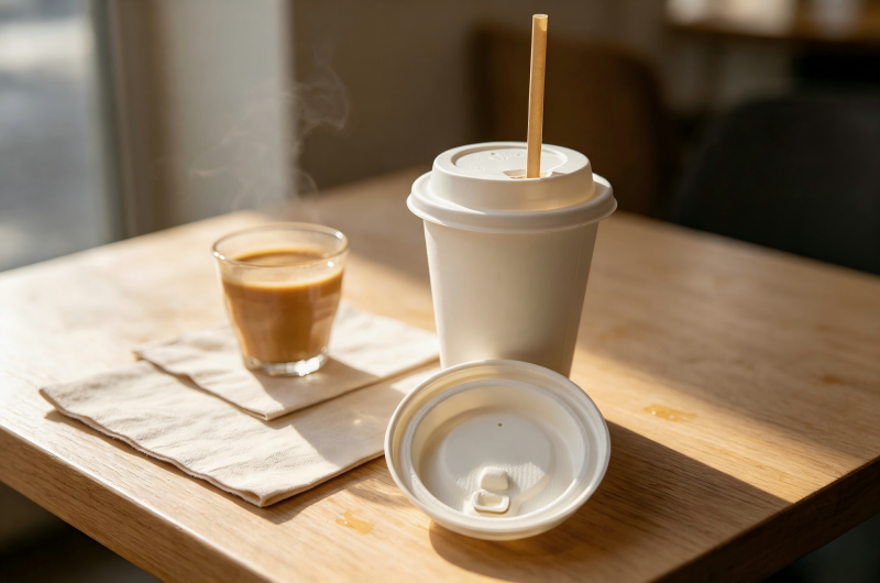 PFAS-Free Bagasse Coffee Lids
