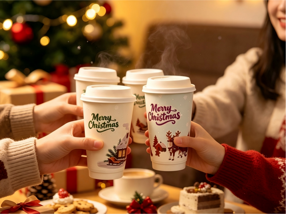 Christmas Double‑Wall Foamed‑Surface Disposable Paper Cups