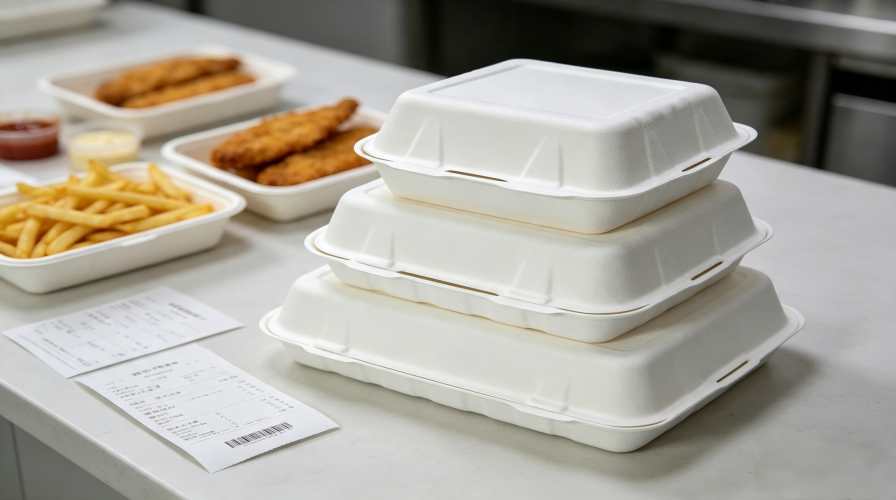 MVI ECOPACK bagasse fish and chips clamshell Big Fish Fillet Box